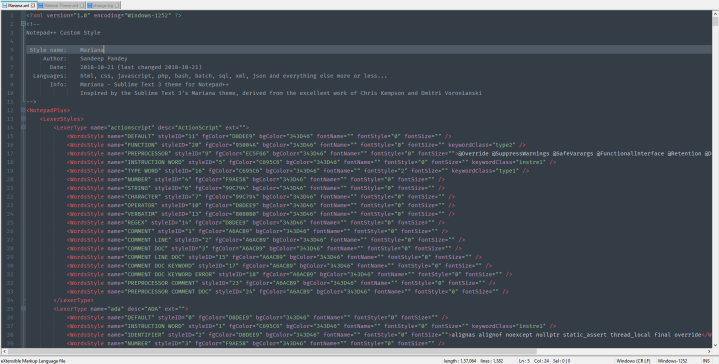 Notepad++ Theme mariana